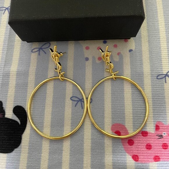 Saint Laurent Gold-Tone Round Earrings - Picture 1 of 5